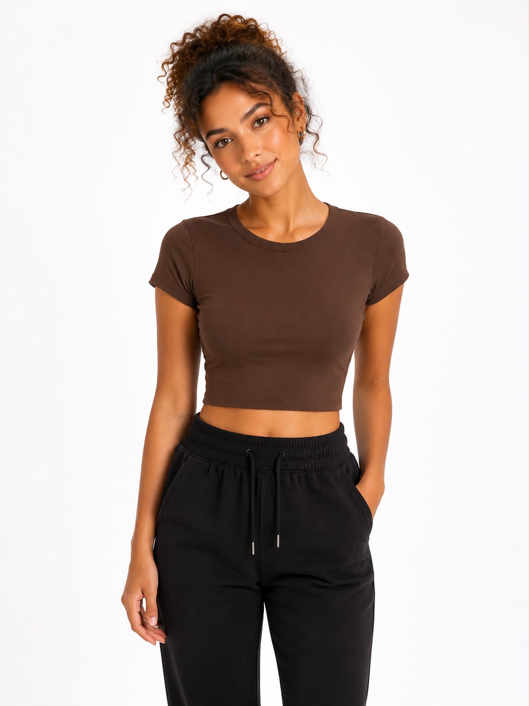SHARP TRADING WOMEN ROUND-NECK CROP TEE