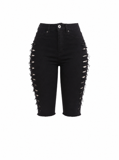 REDFOX WOMEN SEASIDE SHRED DENIM BERMUDA SHORTS