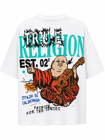 TRUE RELIGION MEN'S OVERSIZED CONCERT BUDDHA TEE (110446)