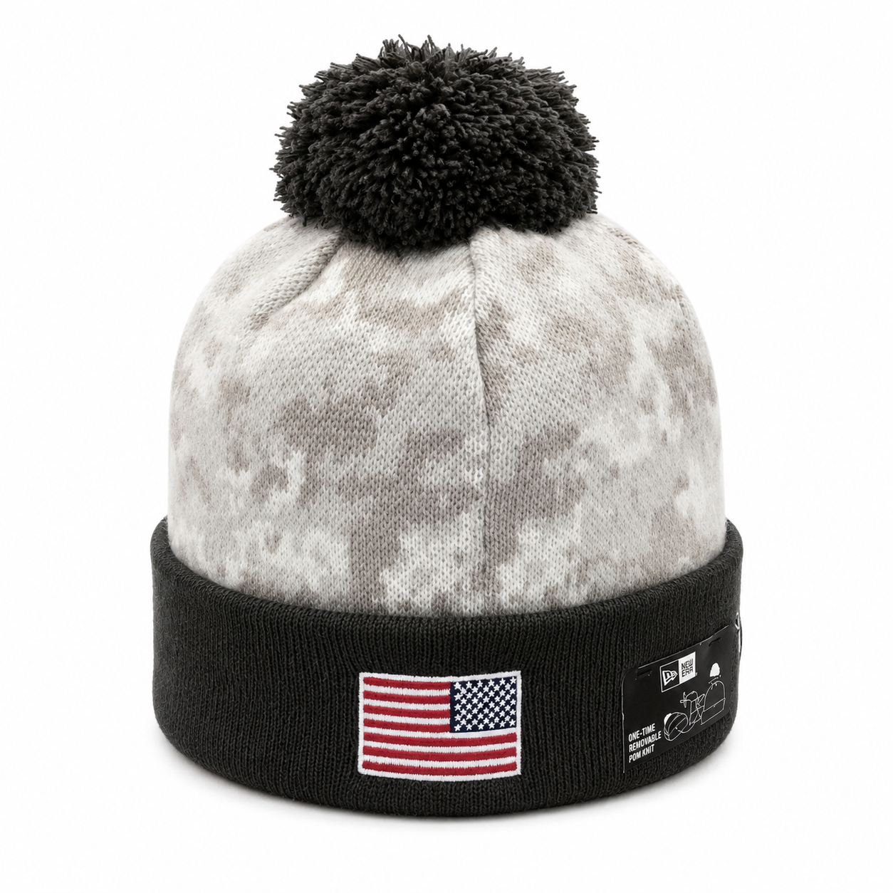 NEW ERA DETROIT LIONS SALUTE TO SERVICE KNIT BEANIE W/POM