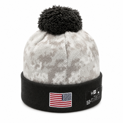 NEW ERA DETROIT LIONS SALUTE TO SERVICE KNIT BEANIE W/POM