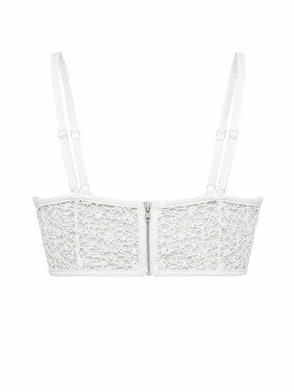 HOT & DELICIOUS WOMEN RIBBED LACE CORSET TOP