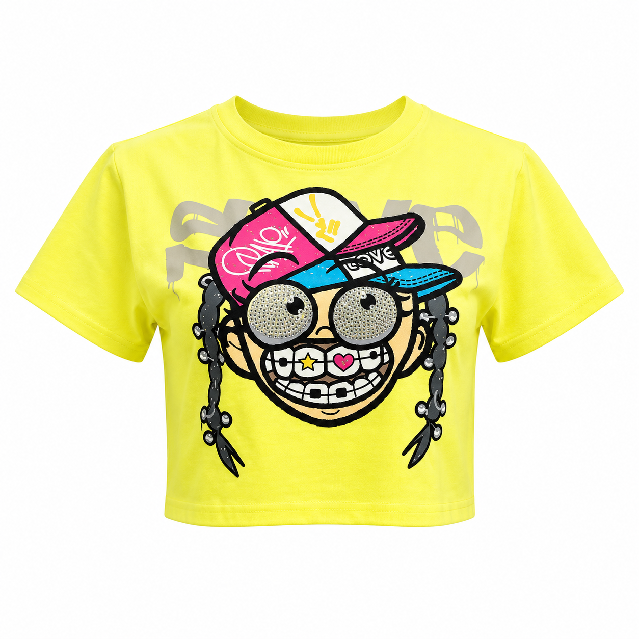 REDFOX WOMEN'S "BUBBLE POP BLING" CROP TEE