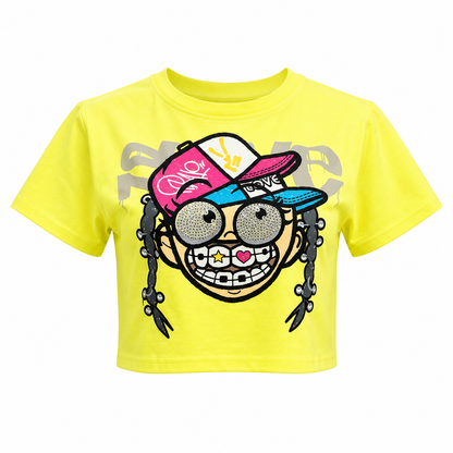 REDFOX WOMEN'S "BUBBLE POP BLING" CROP TEE