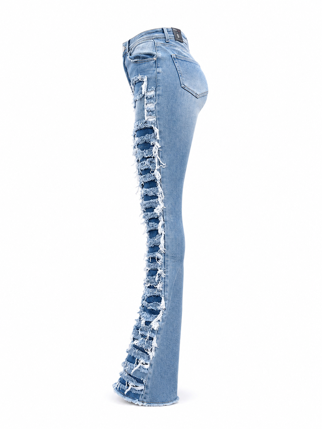 REDFOX WOMEN SUPER FRAYED CARGO STACKED JEANS