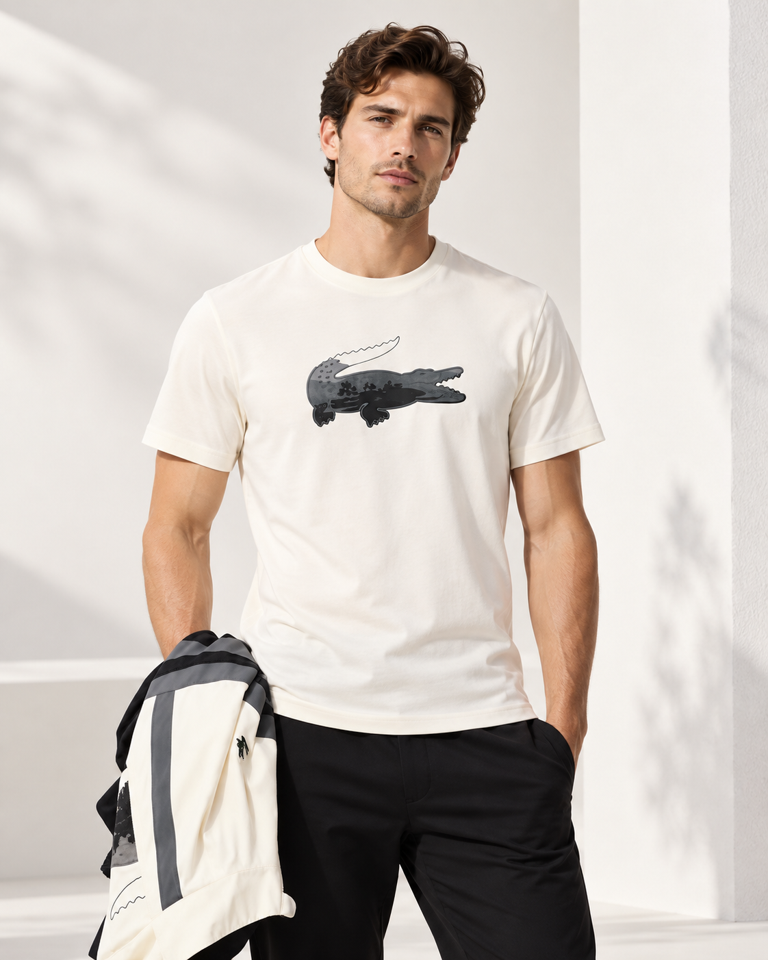 LACOSTE MEN'S SPORT ULTRA DRY LANDSCAPE CROCODILE T-SHIRT (TH6306-51)