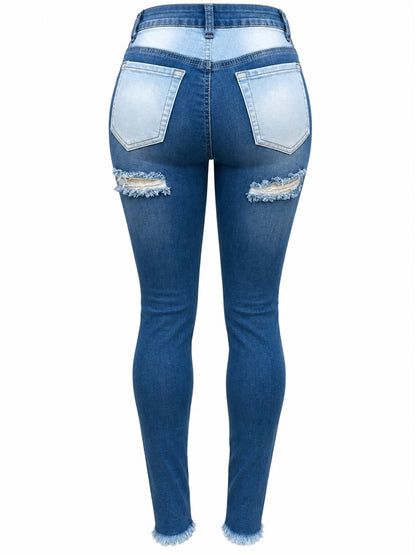 REDFOX WOMEN'S TWO TONE REBEL DISTRESSED JEANS (PA0523)