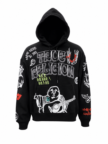 TRUE RELIGION MEN'S SKETCHED LOGO BOXY HOODIE (110334)