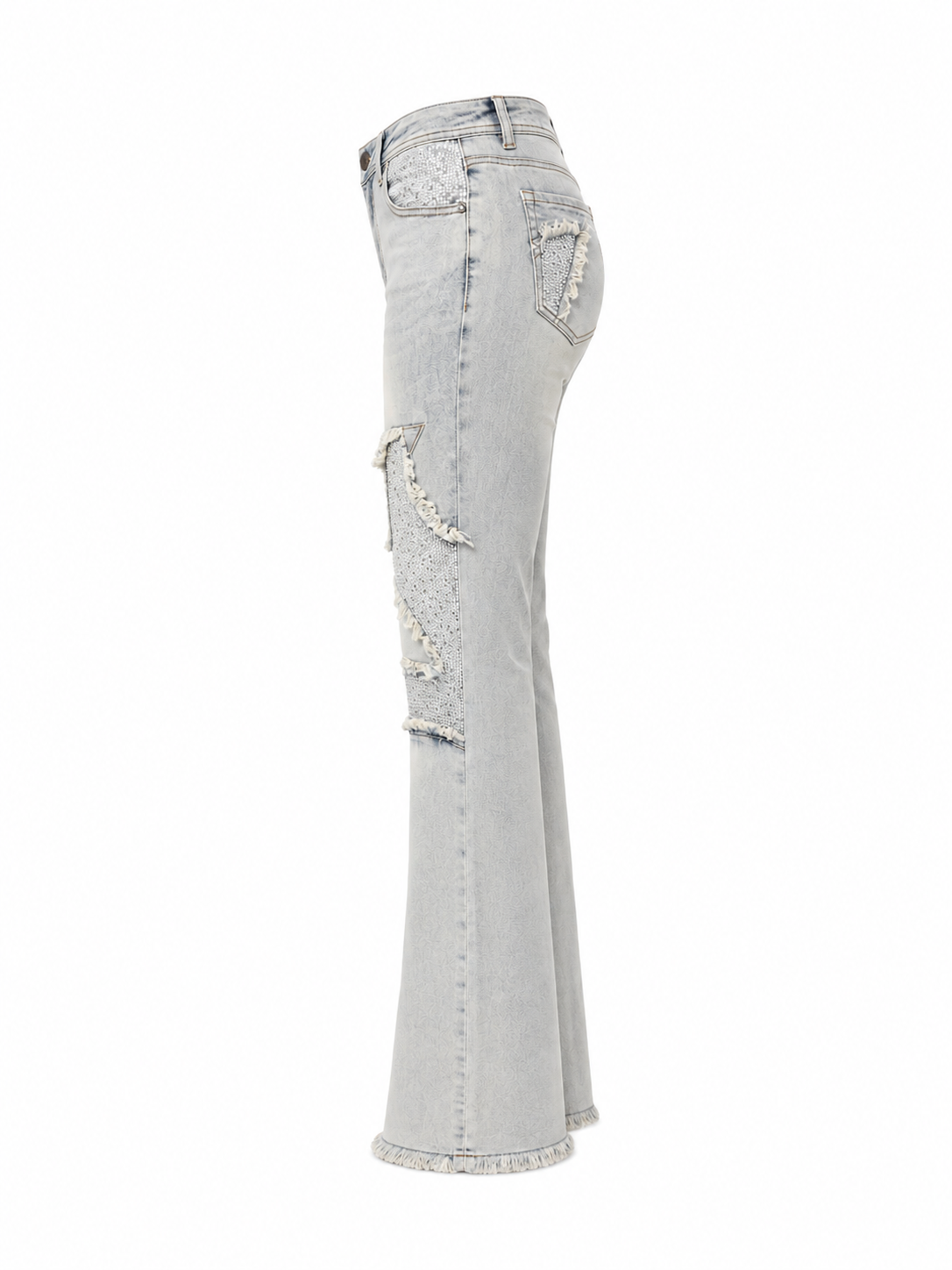 REDFOX WOMEN ROCKSTAR PATCHWORK RHINESTONE JEANS