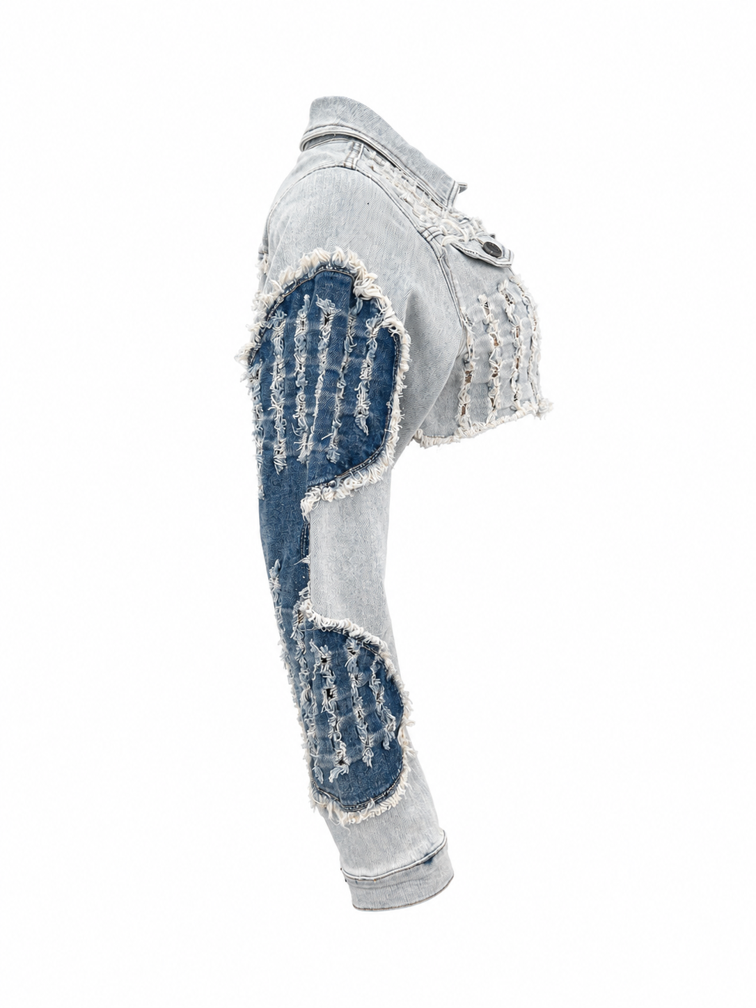 REDFOX WOMEN DISTRESSED PATCHWORK CROP JEAN JACKET