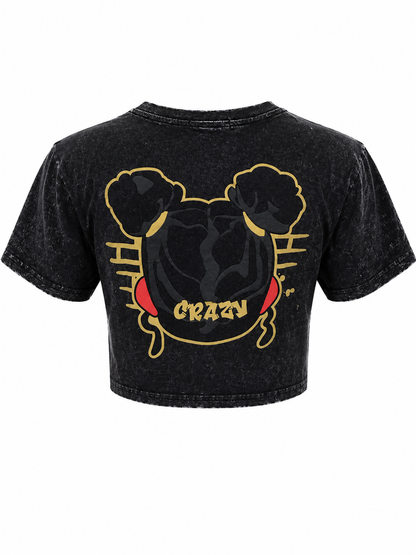 REDFOX WOMEN'S "CRAZY GIRL" CROP TEE