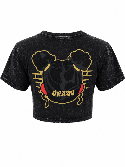 REDFOX WOMEN'S "CRAZY GIRL" CROP TEE