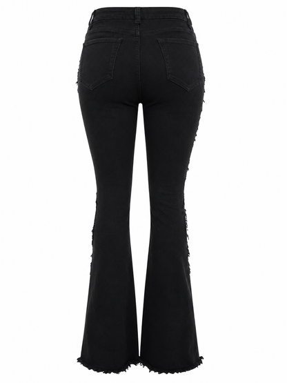 REDFOX WOMEN HIGH WASIT FRAY STACKED JEANS (PA0911)