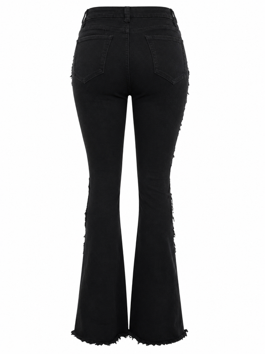 REDFOX WOMEN HIGH WASIT FRAY STACKED JEANS (PA0911)