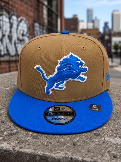 NEW ERA DETROIT LIONS TAN/BLUE 9FIFTY SNAPBACK CAP