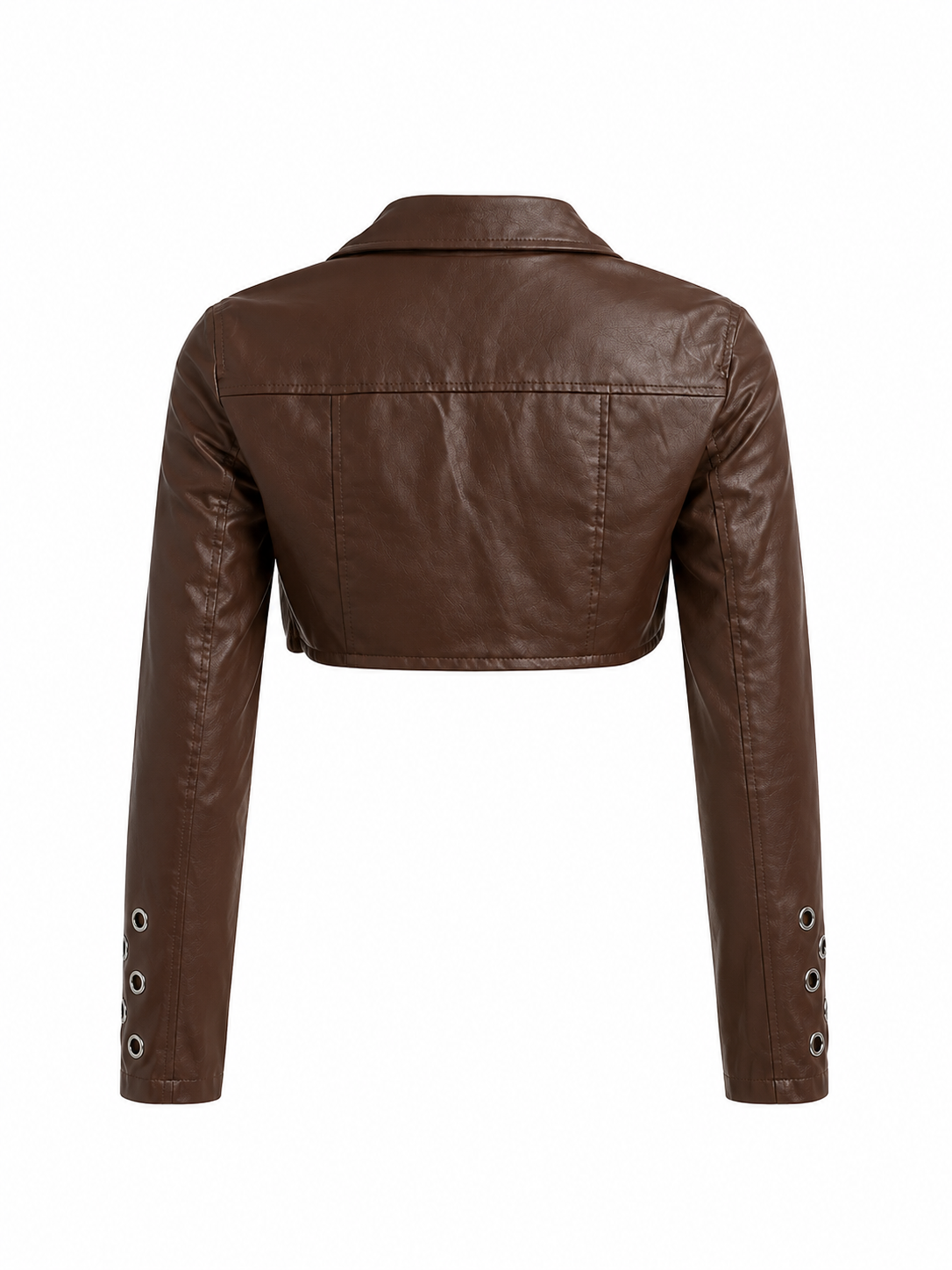 HOT & DELICIOUS FAUX LEATHER STEEL RING MOTO JACKET