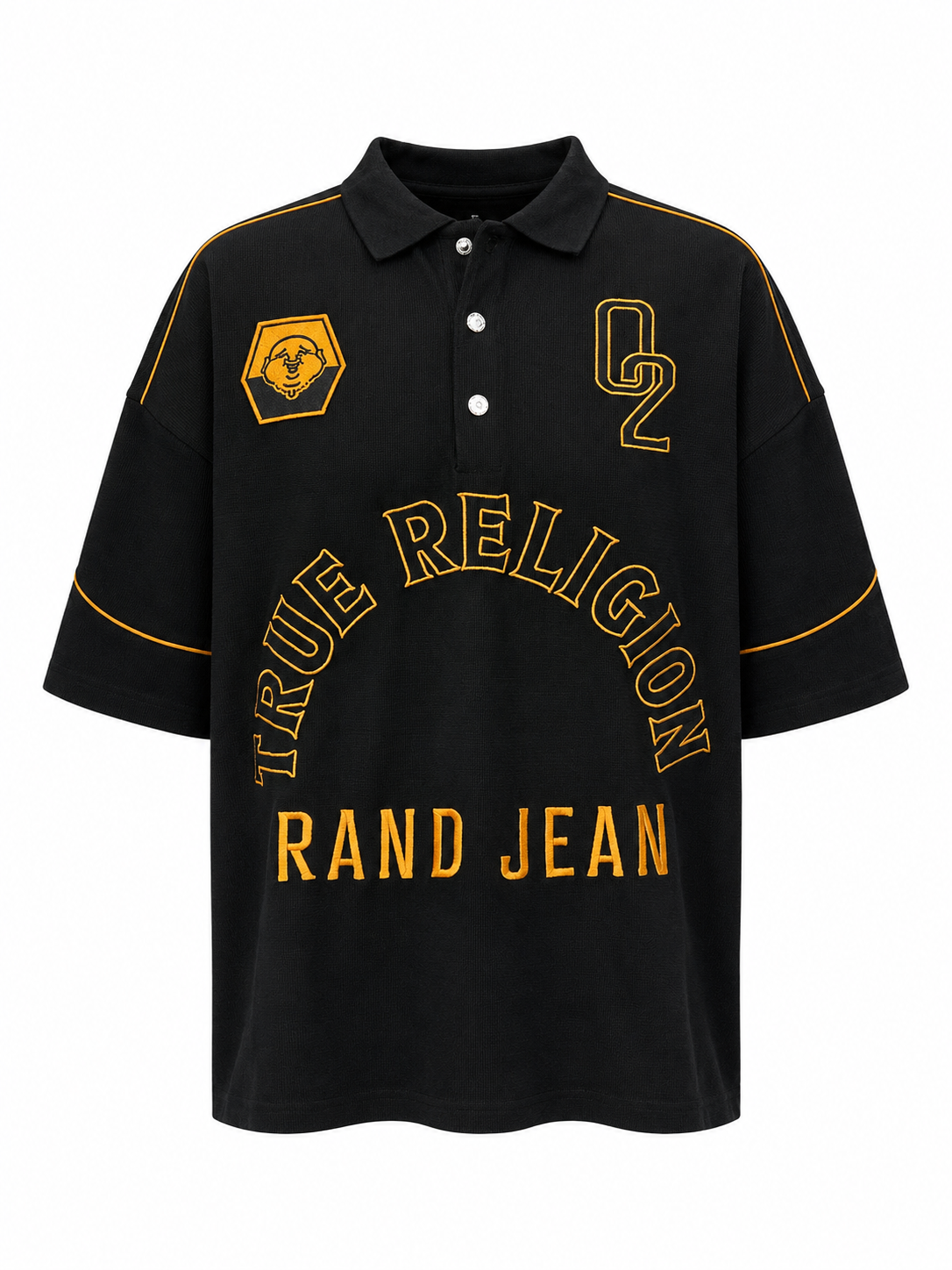TRUE RELIGION MEN'S MULTI LOGO OVERSIZED POLO T-SHIRT (110353)