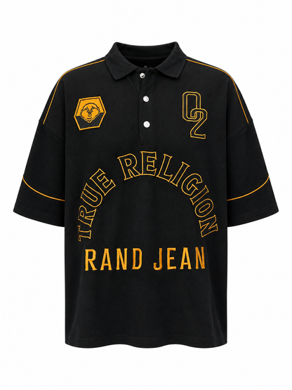 TRUE RELIGION MEN'S MULTI LOGO OVERSIZED POLO T-SHIRT (110353)