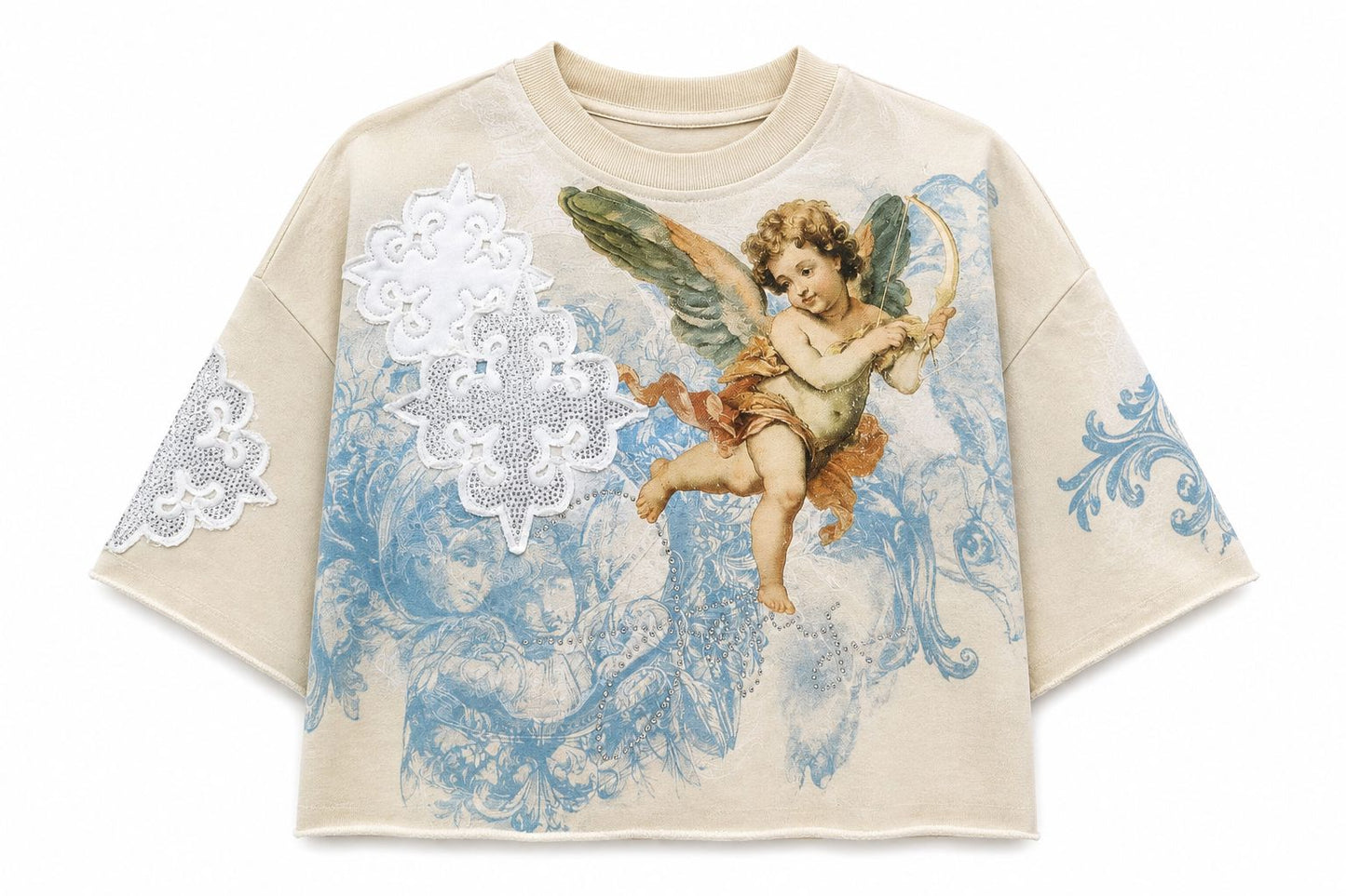 REDFOX WOMENS ANGEL FRENCH TERRY CROP TOP (TE1656)