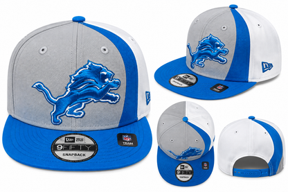 NEW ERA GREY/BLUE-WHITE DETROIT LIONS CLASSIC 9FIFTY SNAPBACK HAT