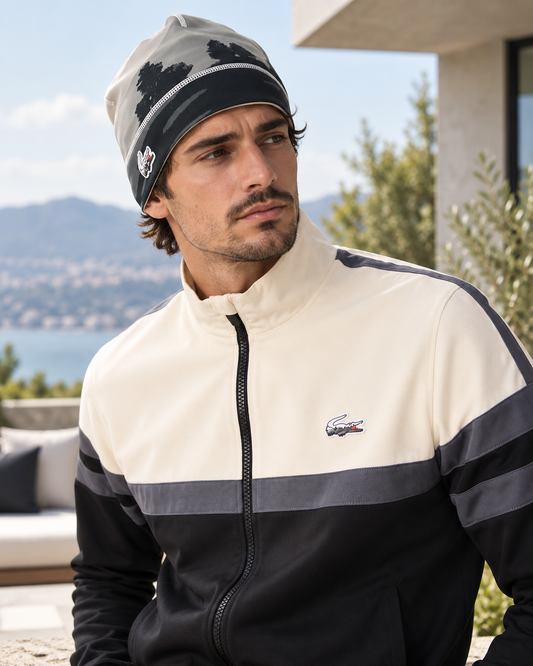 LACOSTE MEN'S SPORT LANDSCAPE PRINT FLEECE BEANIE ( RB6407-51)