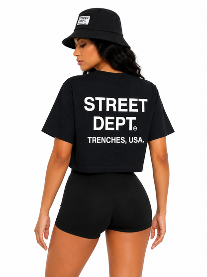 STREET DEPT TRENCHES WOMEN'S CROP TEE