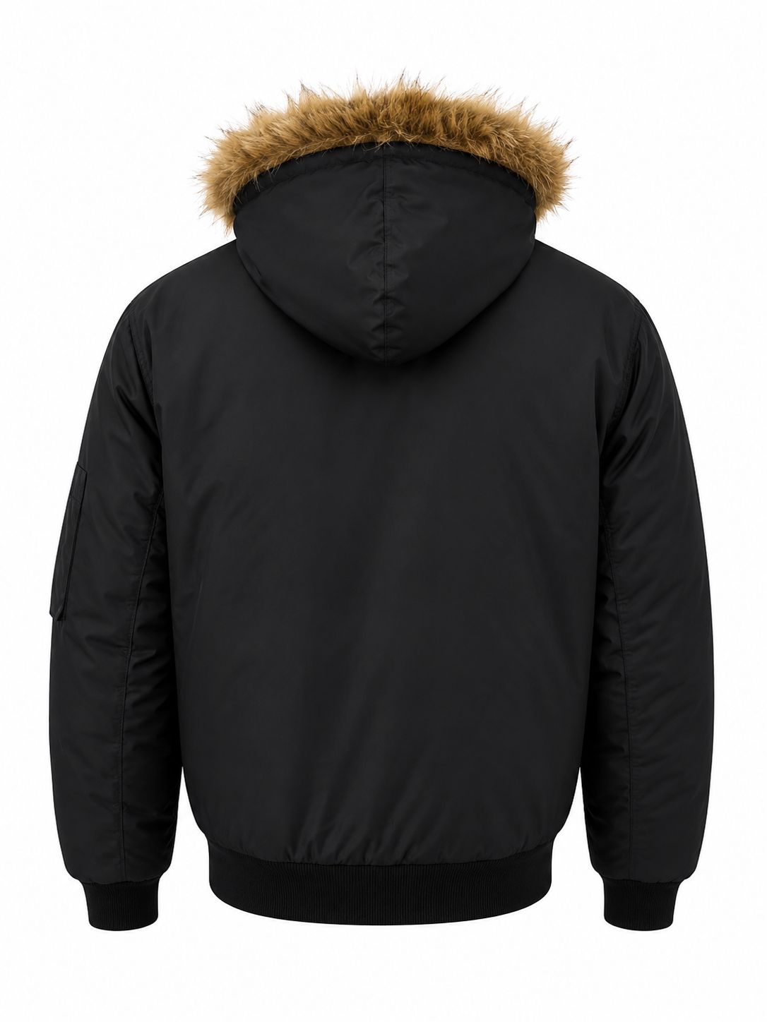 COPPER RIVET MEN PUFFER JACKET WITH FUR HOOD