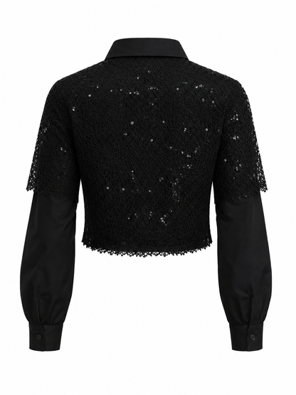HOT & DELICIOUS WOMEN PURE ELEGANCE LACE COLLARED TOP
