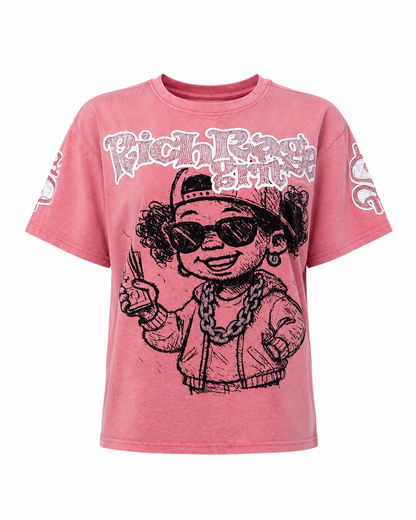 REDFOX WOMEN'S "RICH RAGE" GRAPHIC RHINESTONE TEE