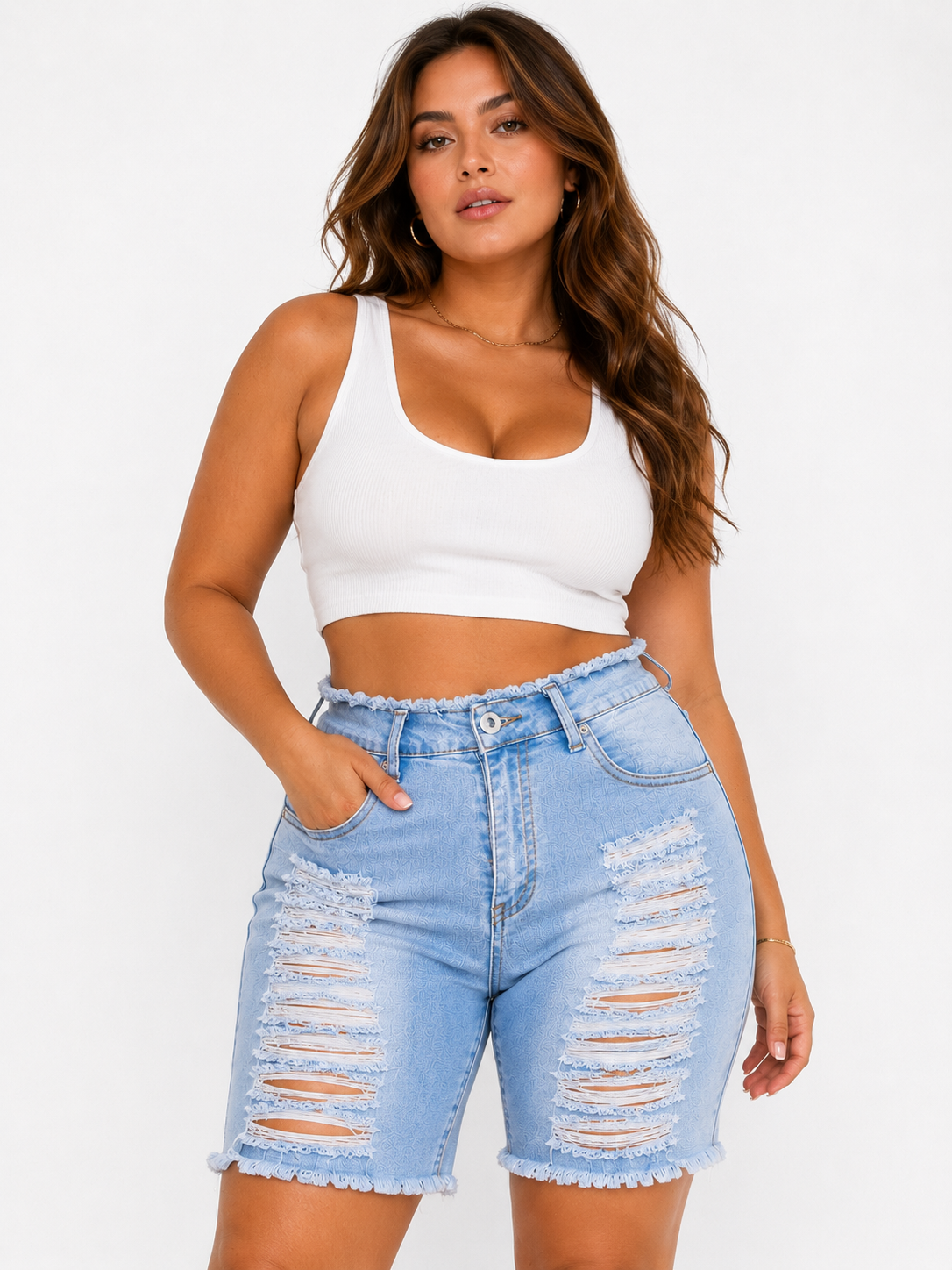REDFOX WOMEN SUMMER STORM DISTRESSED BERMUDA SHORTS