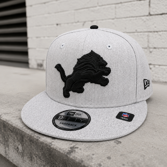NEW ERA DETROIT LIONS GRAY/BLACK 9FIFTY SNAPBACK CAP