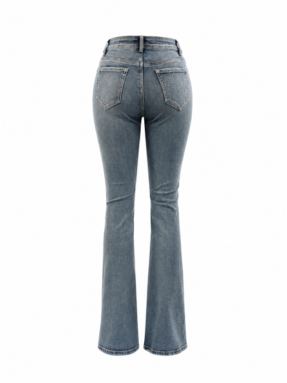 REDFOX WOMEN RHINESTONES STACKED JEANS