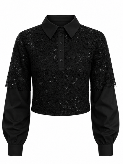 HOT & DELICIOUS WOMEN PURE ELEGANCE LACE COLLARED TOP