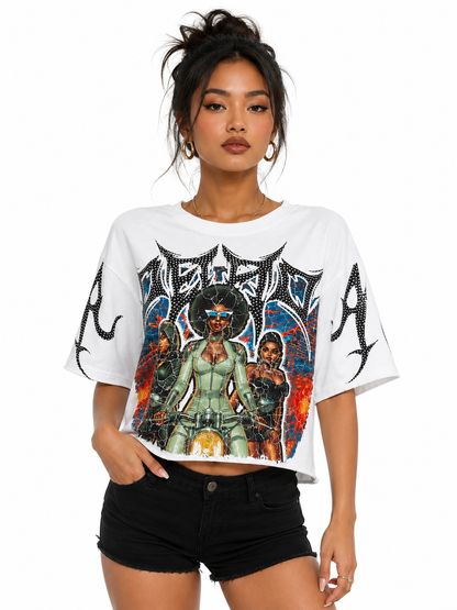 REDFOX WOMEN'S "DEAD ROAD" FRENCH TERRY CROP TEE