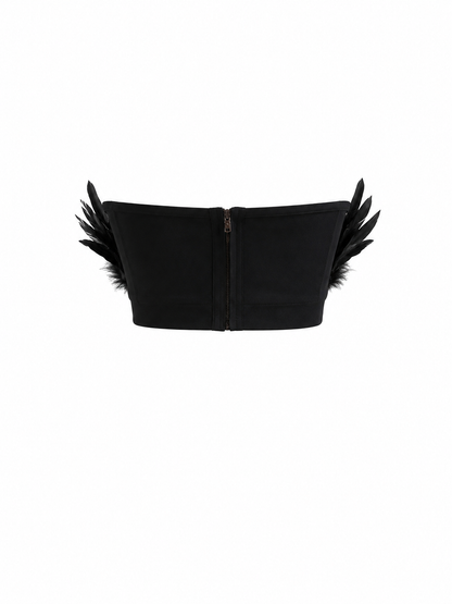 HOT & DELICIOUS BLACK SWAN FEATHER TUBE TOP