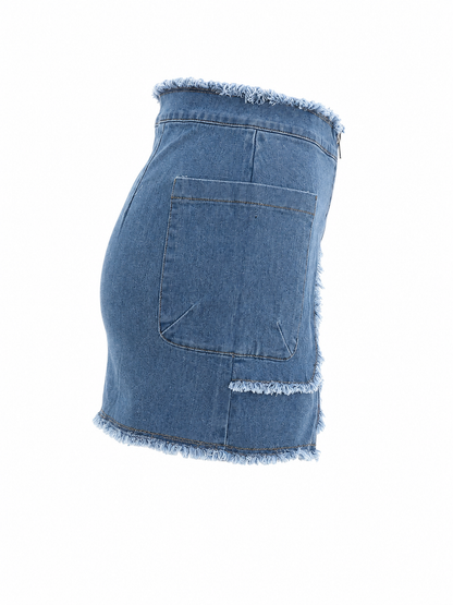 HOT & DELICIOUS WOMEN ZIP IT UP DENIM MINI SKIRT