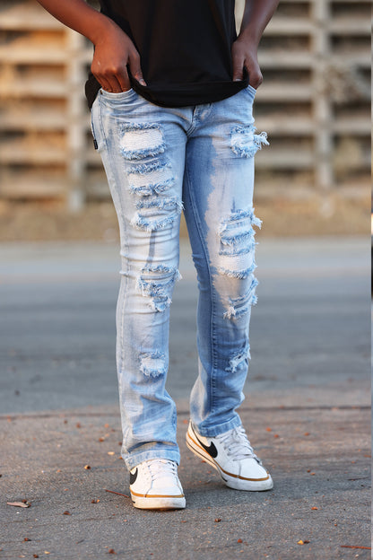 B1903 Makobi Montego Kids Jeans with Underlay - Light Wash