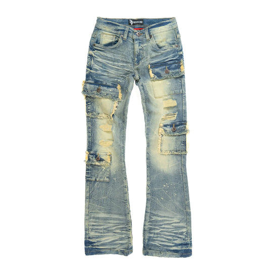 MAKOBI B1968 "KIDS" Cesare Stacked Jeans - Dirt