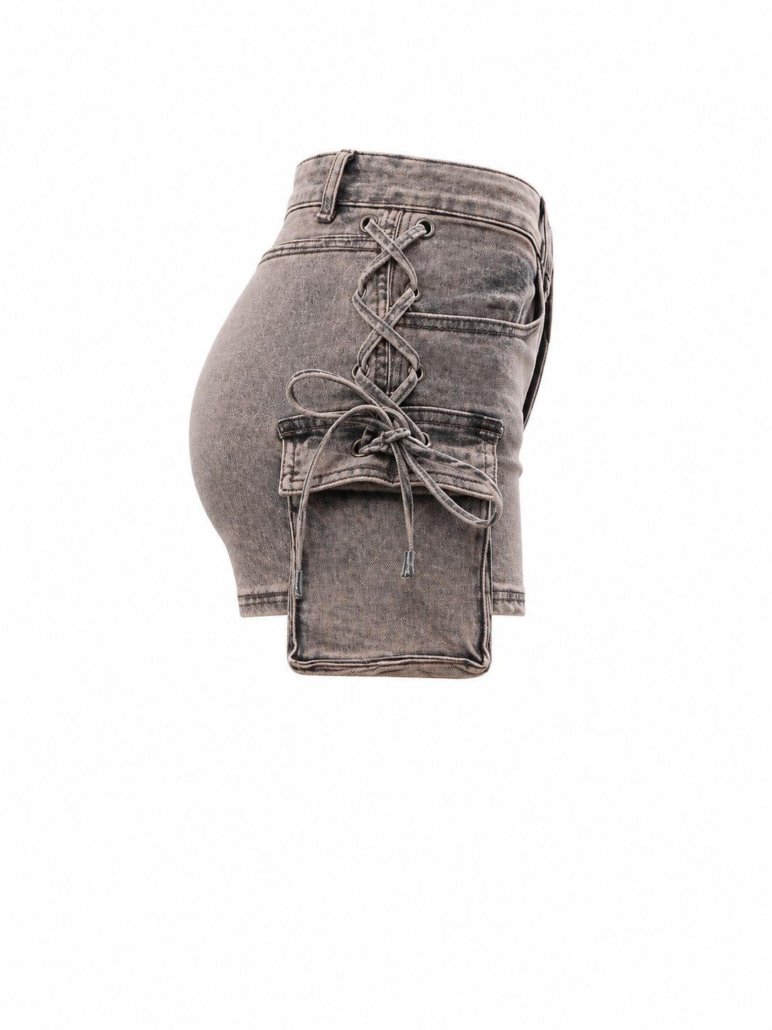 REDFOX WOMEN LACED UP CARGO DENIM SHORTS