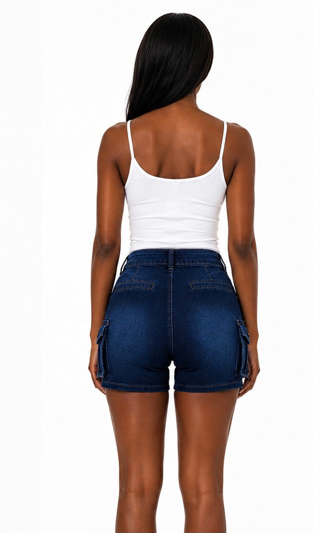 SHARP TRADING WOMEN CARGO DENIM SHORTS