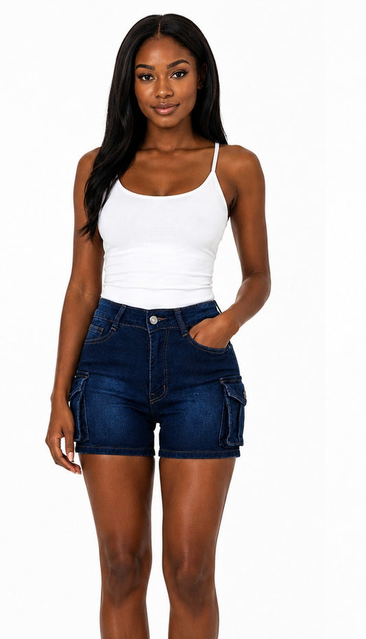 SHARP TRADING WOMEN CARGO DENIM SHORTS