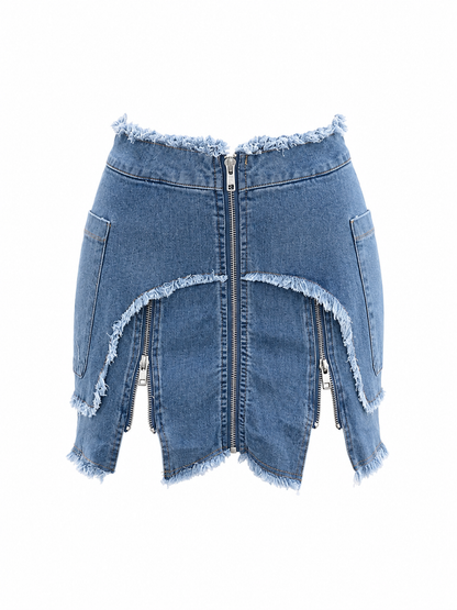 HOT & DELICIOUS WOMEN ZIP IT UP DENIM MINI SKIRT