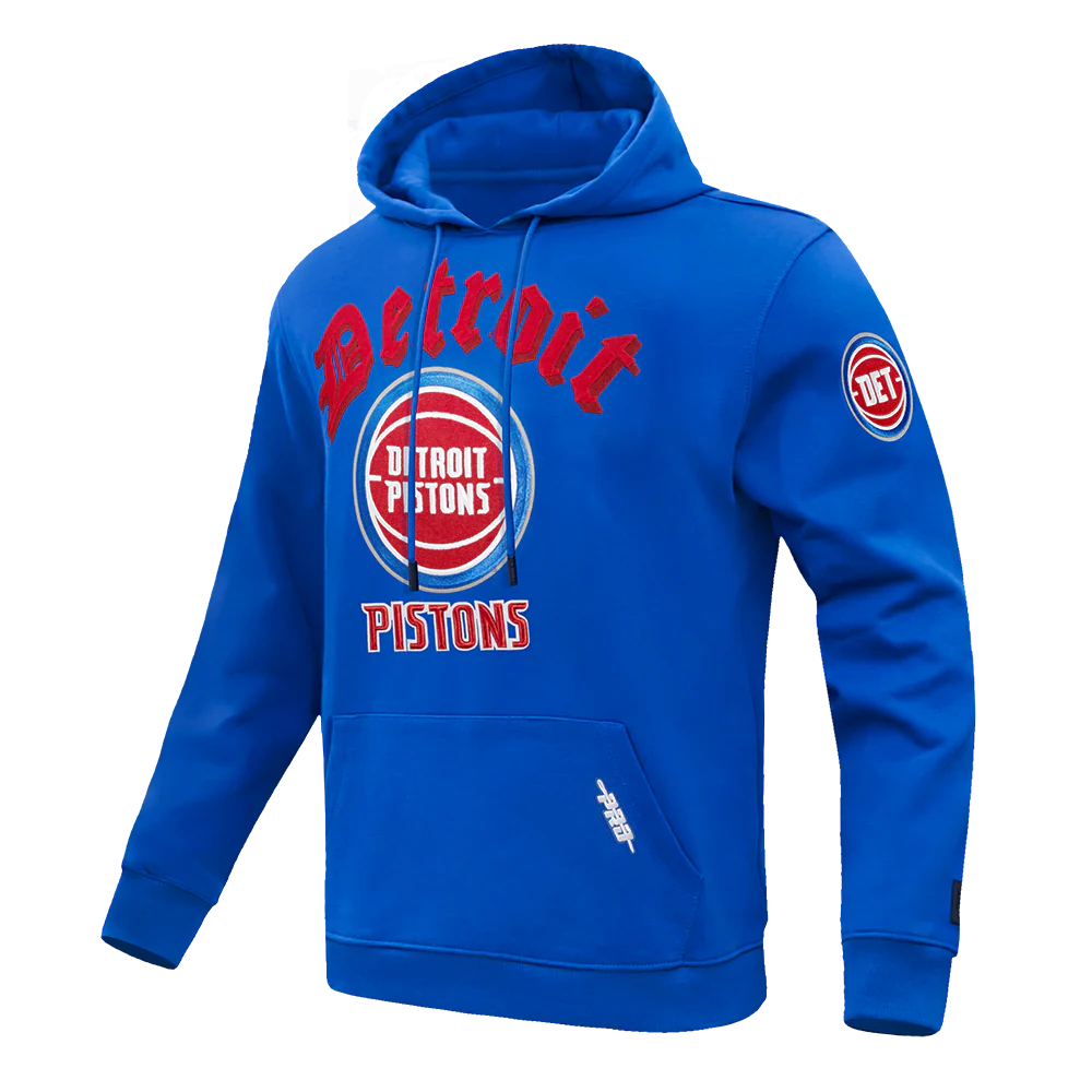 PRO STANDARD NBA DETROIT PISTONS OLD ENGLISH MEN'S PULLOVER HOODIE