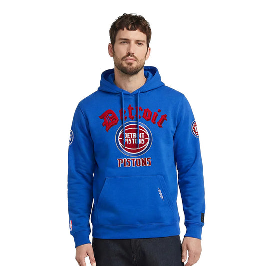 PRO STANDARD NBA DETROIT PISTONS OLD ENGLISH MEN'S PULLOVER HOODIE