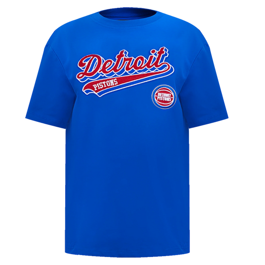 PRO STANDARD NBA DETROIT PISTONS SCRIPT TAIL WOMEN'S BOYFRIEND TEE