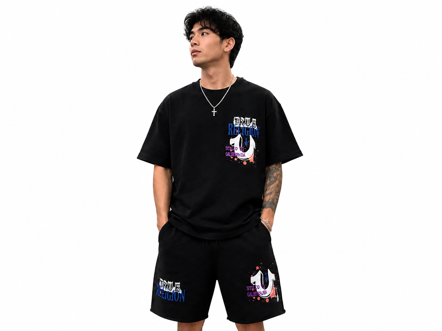 TRUE RELIGION MEN'S OVERSIZED CONCERT BUDDHA TEE (110446)