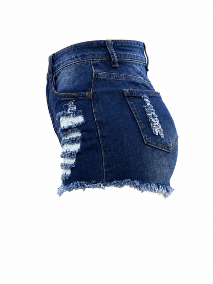 REDFOX WOMEN FRAYED HEM DENIM SHORTS