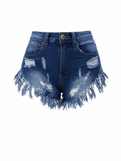 REDFOX WOMEN DISTRESSED FRAYED DENIM SHORTS