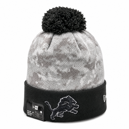 NEW ERA DETROIT LIONS SALUTE TO SERVICE KNIT BEANIE W/POM