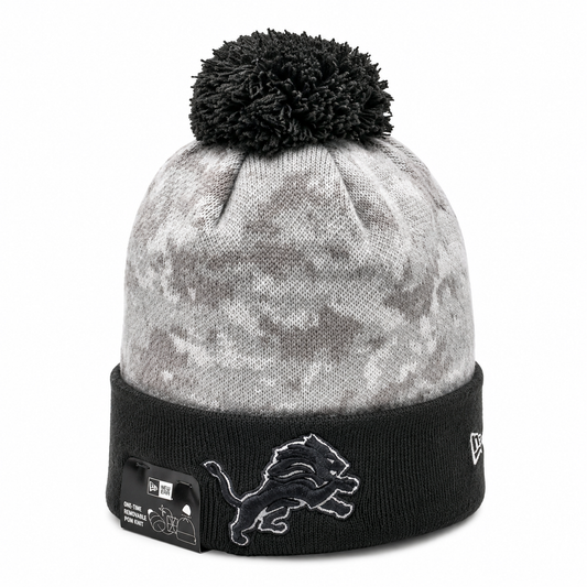 NEW ERA DETROIT LIONS SALUTE TO SERVICE KNIT BEANIE W/POM